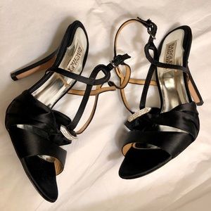 Badgley Mischka Black Satin Heels
